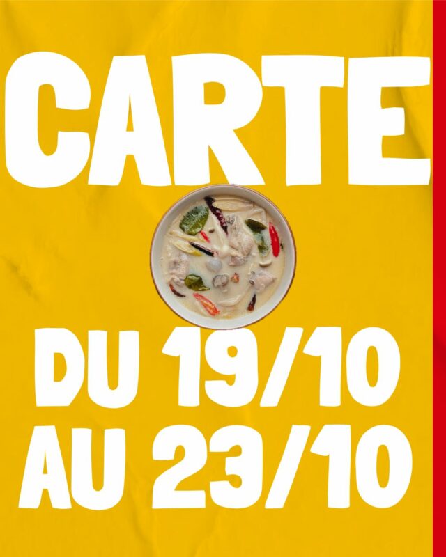 🥢 Carte de la semaine 🥢

Bonjour à toutes et à tous,

Pour cette semaine, la cheffe vous propose une soupe au poulet à la thailandaise (Tom Kha Kai).
Parfait pour vous réchauffer avec des températures automnales.

Nous souhaitons également vous rappeler qu'à partir de cette semaine, Thai Saphai aura de nouveaux horaires d'ouvertures.
Nous serons ouverts du Lundi au Vendredi de 11h30 à 14h30 puis de 17h à 20h.

L'équipe Thai Saphai vous souhaite une belle semaine.

#FoodBordeaux #TakeAway #Asianfood #VietFoodLovers #Thailandfood #Noodleslovers #VeggieBordeaux #bieresbordeaux #Foodporn #Menu #TraiteurMaison #PlatDuJour #CateringLife #MenuDeLaSemaine #CuisineMaison
