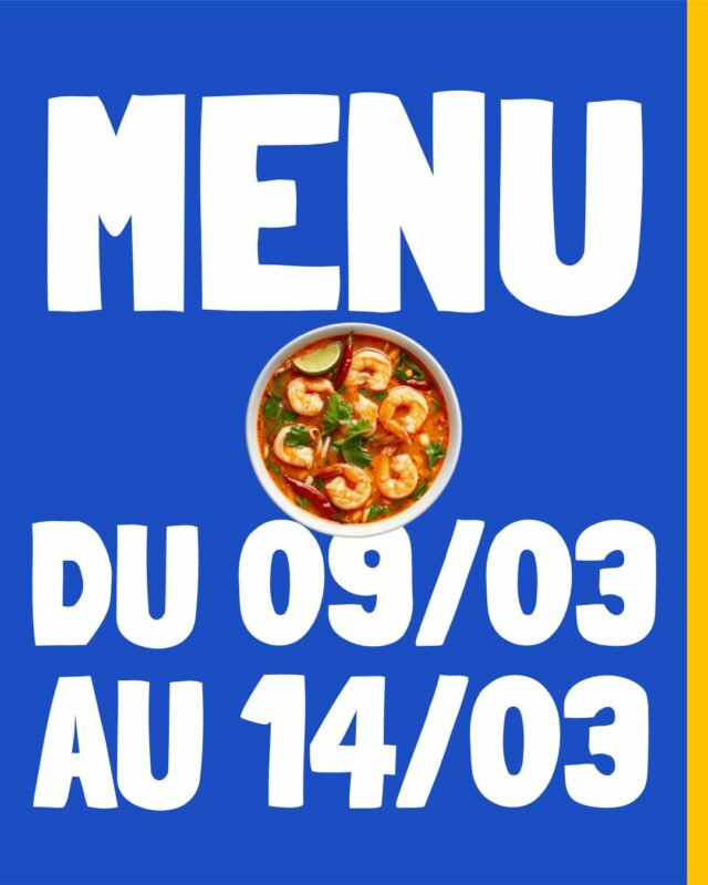 🍲Plats de la semaine🍲

Bonjour à toutes et à tous,

Pour cette deuxième semaine de Mars, la cheffe vous propose une soupe de crevettes à la thaïlandaise (aussi connu sous le nom de Tom Yam Kung).
N'hésitez pas à venir nous voir pour découvrir les autres plats de la semaine.

A très vite

#FoodBordeaux #TakeAway #Asianfood #VietFoodLovers #Thailandfood #Noodleslovers #VeggieBordeaux #bieresbordeaux #Foodporn #Menu #TraiteurMaison #PlatDuJour #CateringLife #MenuDeLaSemaine #CuisineMaison